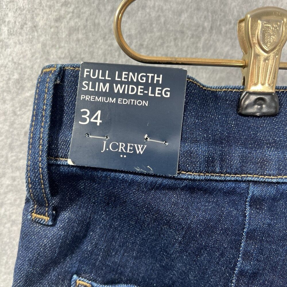 J.Crew Slim Wide‑Leg Jeans Womens 34 actual 39x29  All‑Day Stretch NWT dark - Picture 13 of 15